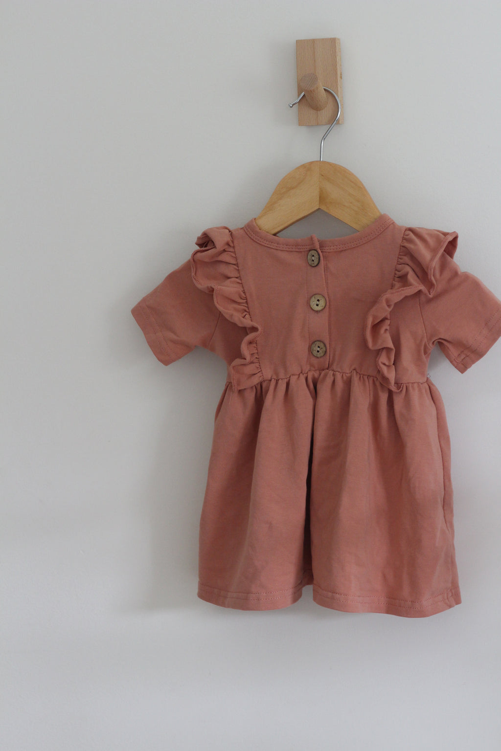 Mebie Baby Cotton Dress in Dusty Pink - size 3 - 6 months