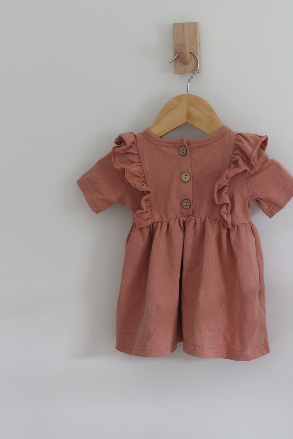 Mebie Baby Cotton Dress in Dusty Pink - size 3 - 6 months