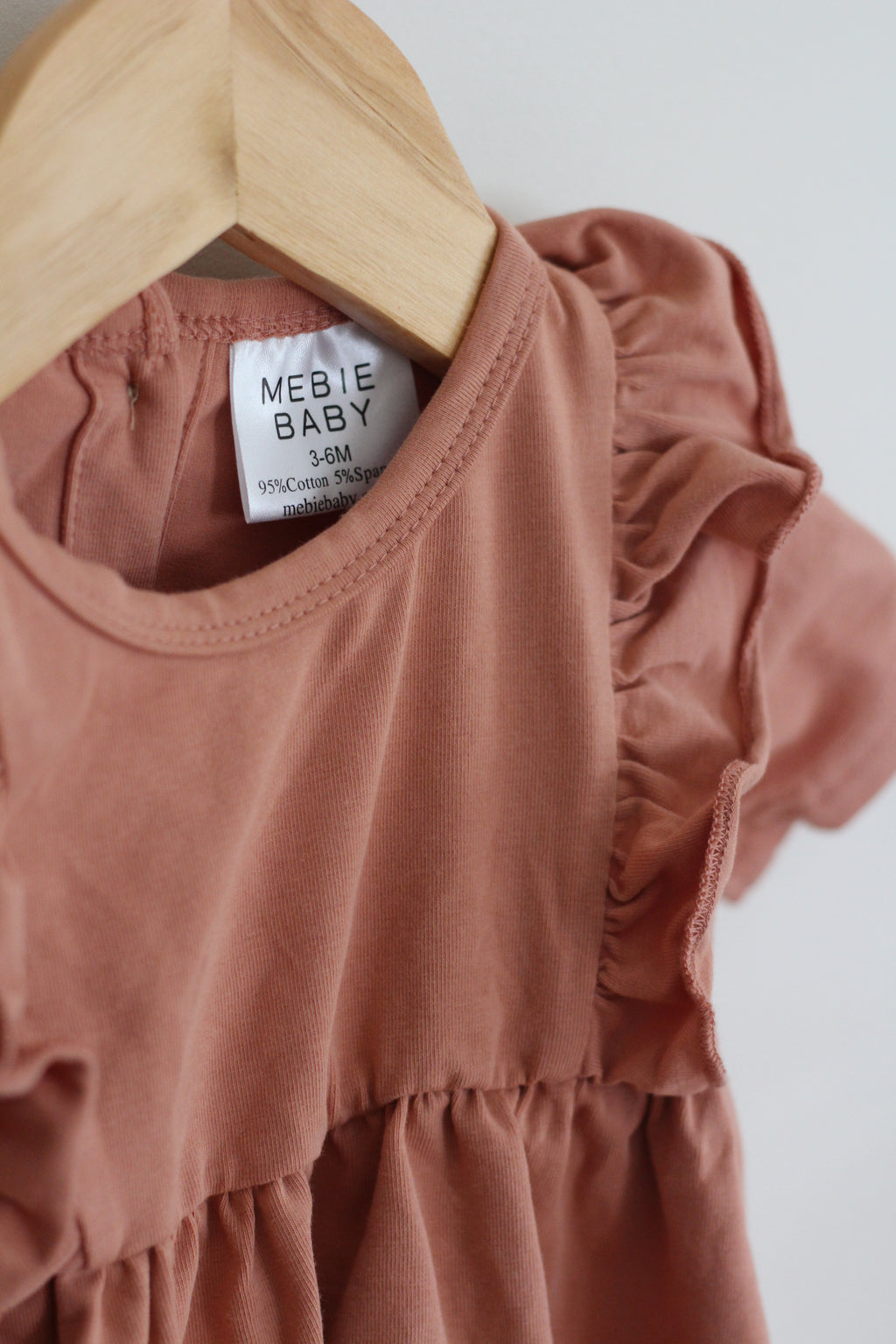 Mebie Baby Cotton Dress in Dusty Pink - size 3 - 6 months