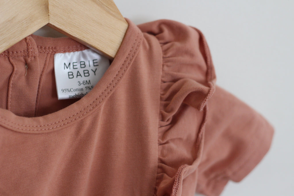 Mebie Baby Cotton Dress in Dusty Pink - size 3 - 6 months