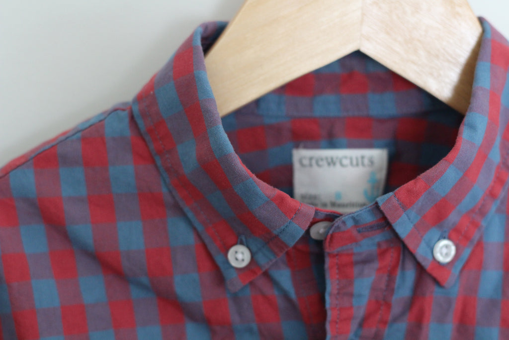 Crewcuts Boys Gingham Button Down Long Sleeve Shirt - size 8