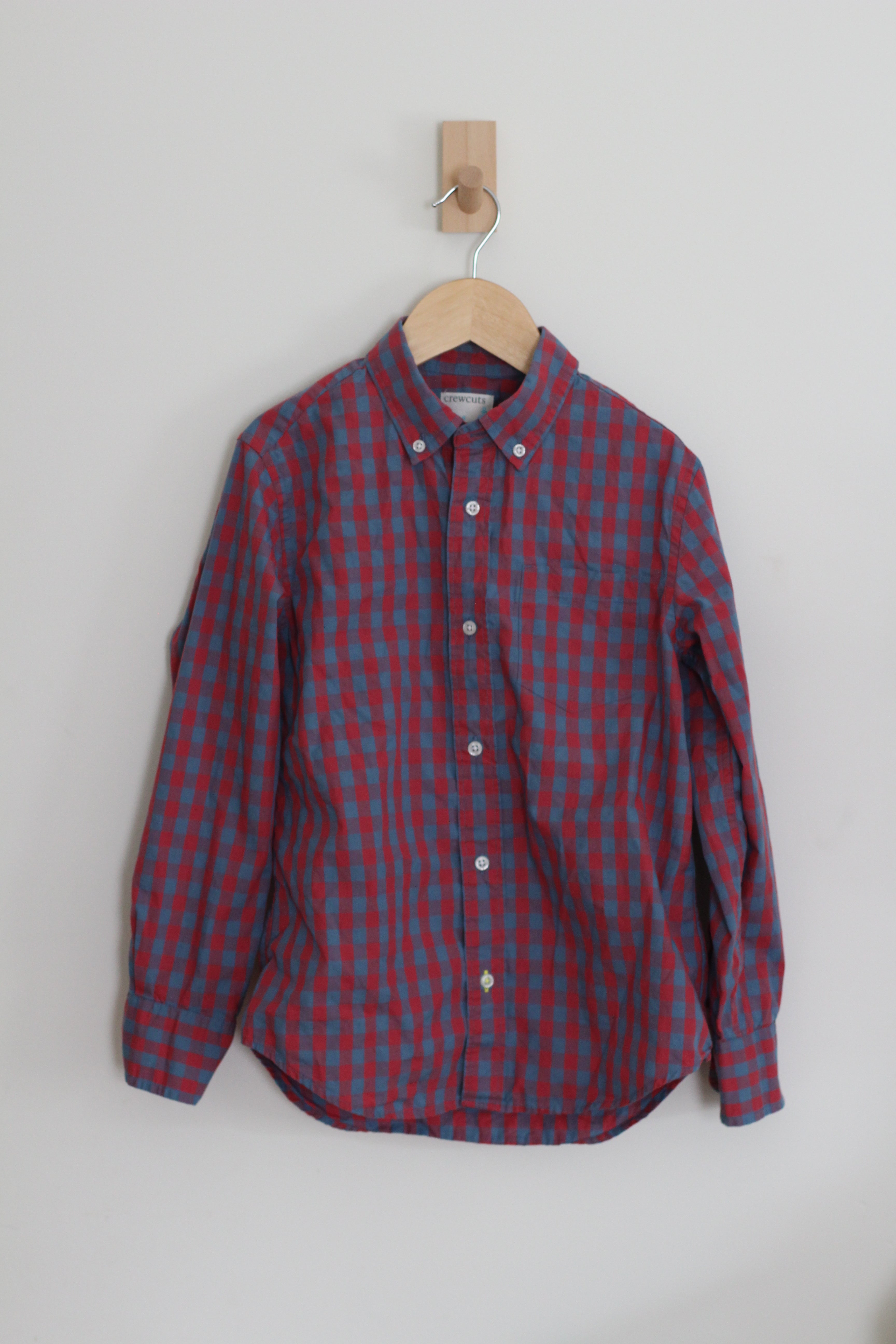 Crewcuts Boys Gingham Button Down Long Sleeve Shirt - size 8