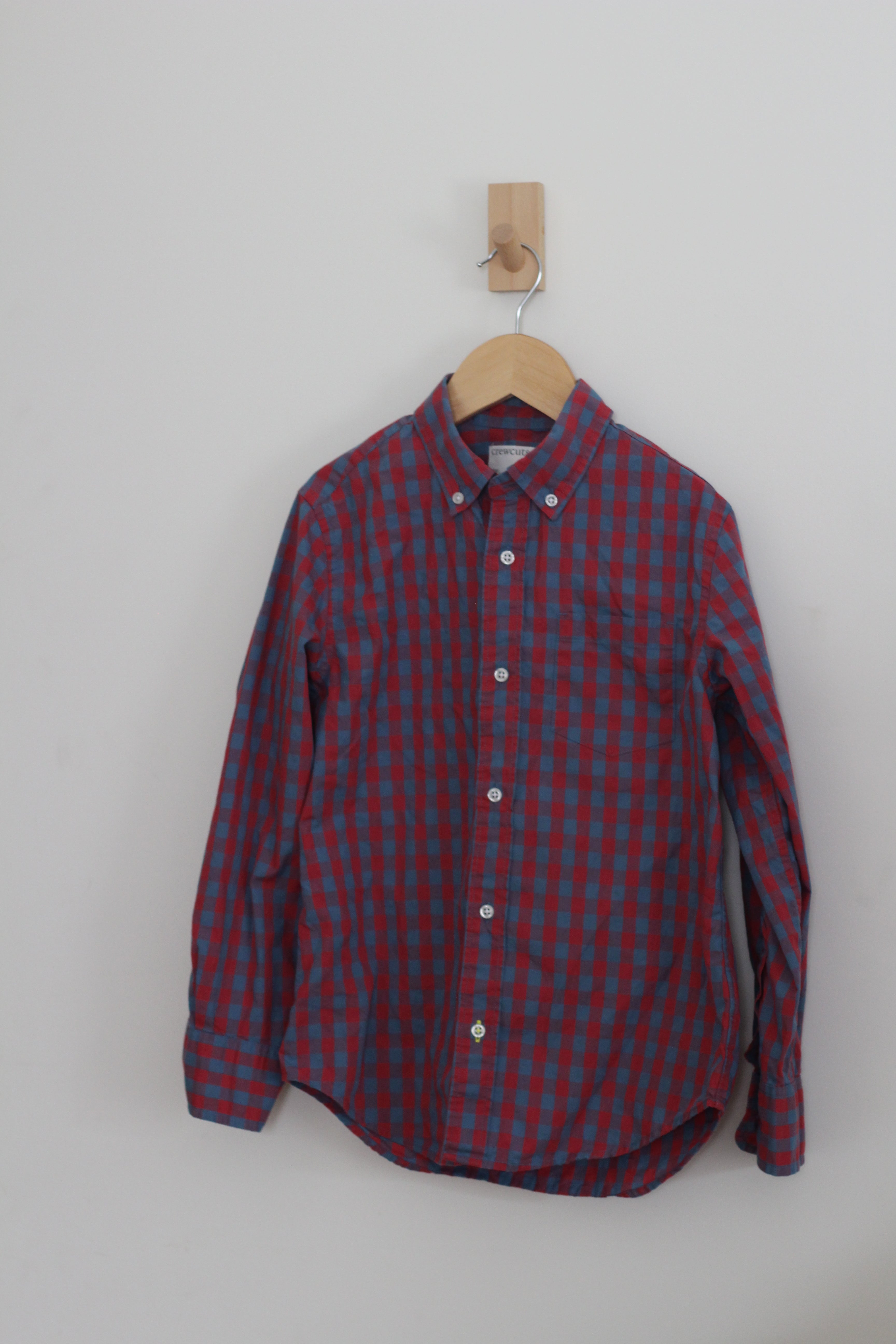 Crewcuts Boys Gingham Button Down Long Sleeve Shirt - size 8