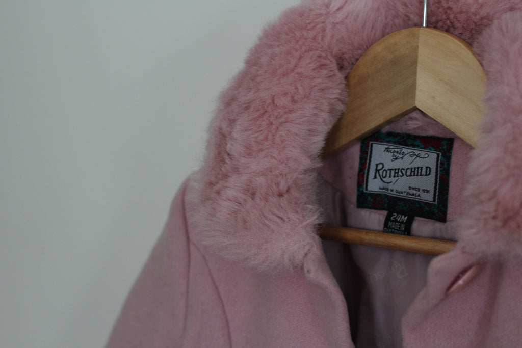 Rothschild Girls Pink Winter Coat and Bonnet - size 24 months