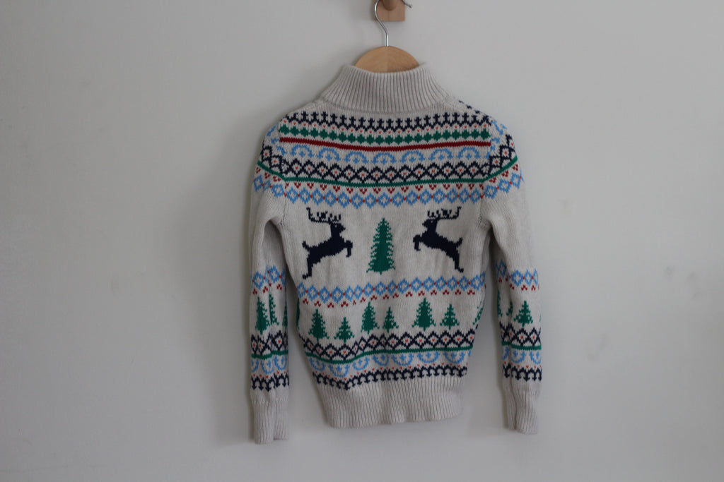 Crewcuts Boys' Deer Fair Isle Half-Zip Sweater - size xs