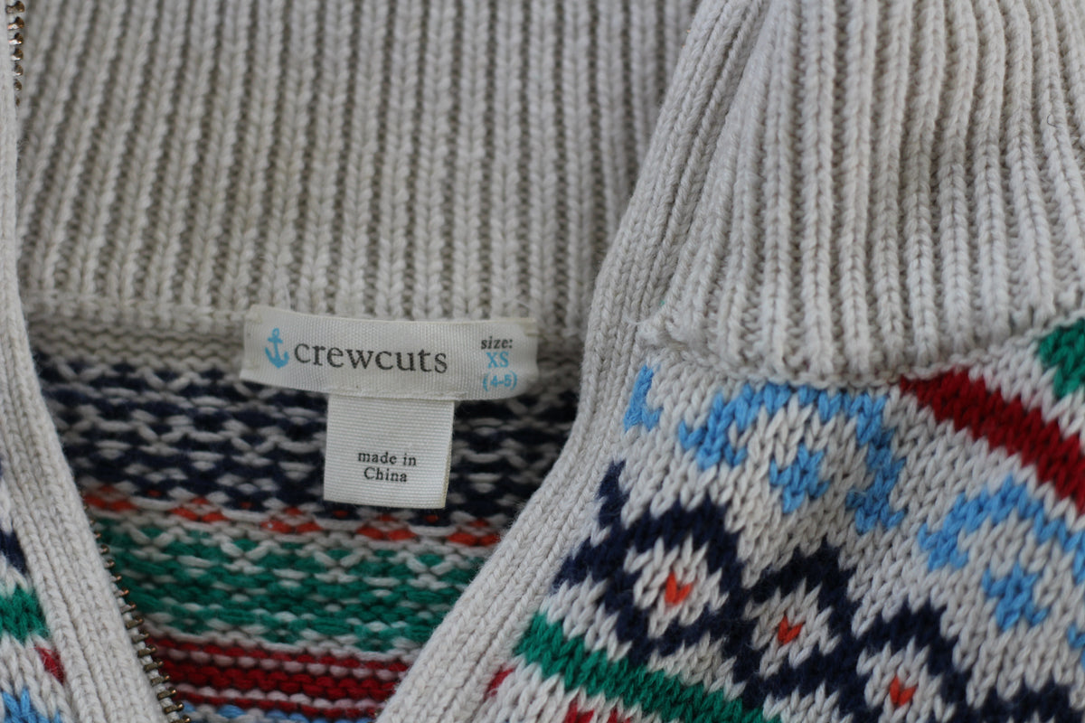 Crewcuts Boys' Deer Fair Isle Half-Zip Sweater - size xs