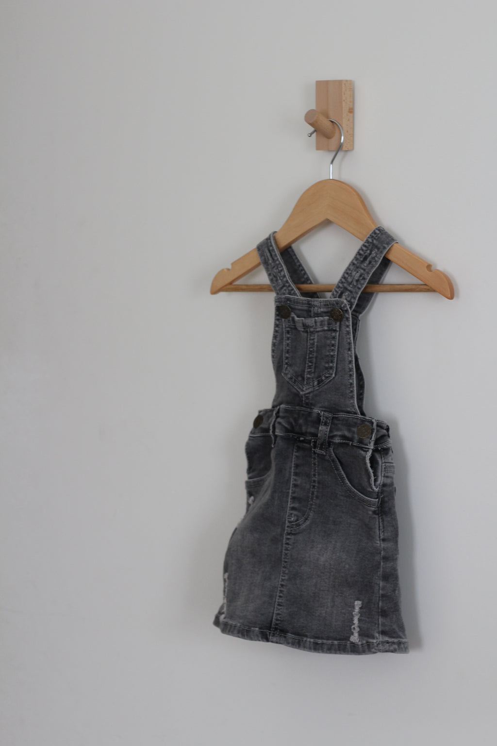 Little Bipsy Distressed Denim Skirt Overalls in Grey Wash - size 12-18 months