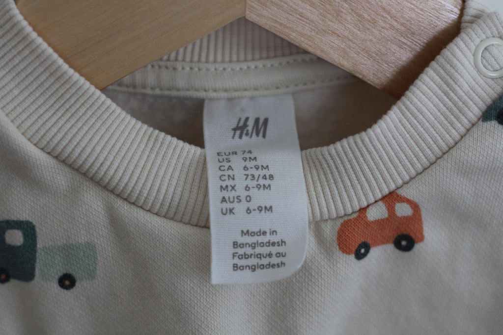 H&M Boys Car Pullover Sweater - size 9 months