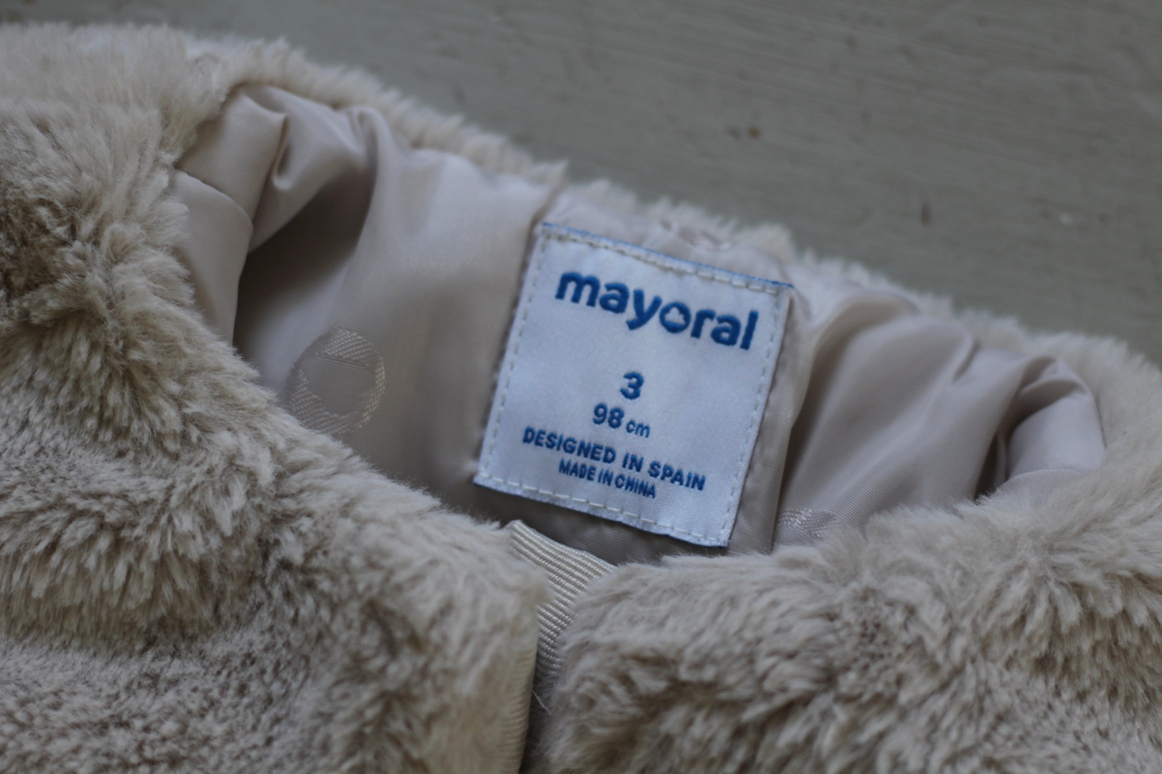 Mayoral Girls Faux Fur Jacket in Cream - size 3
