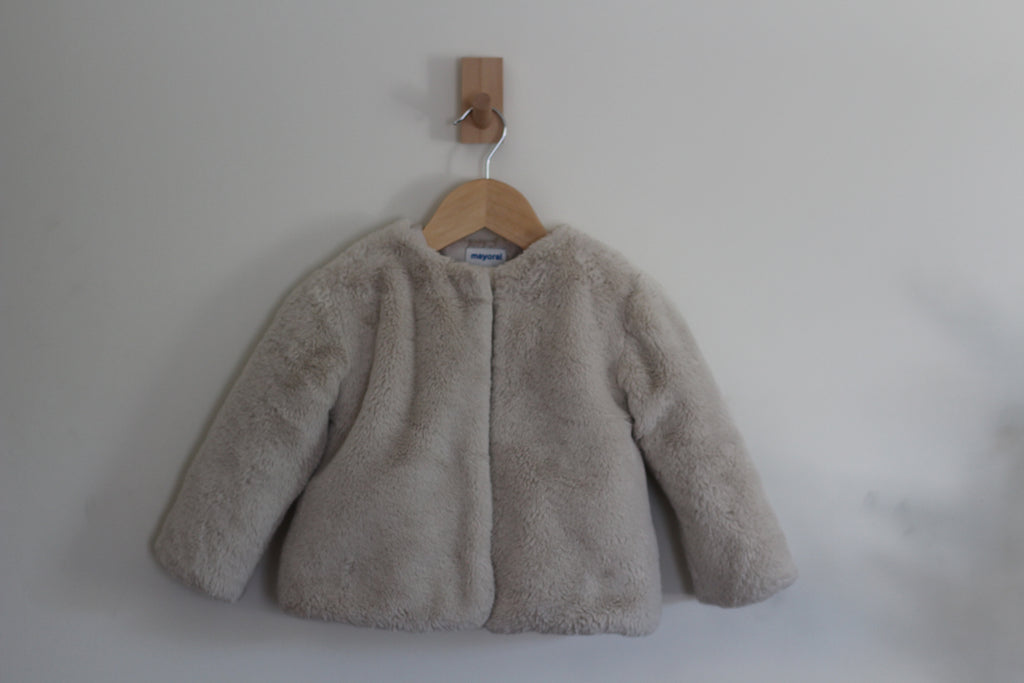 Mayoral Girls Faux Fur Jacket in Cream - size 3