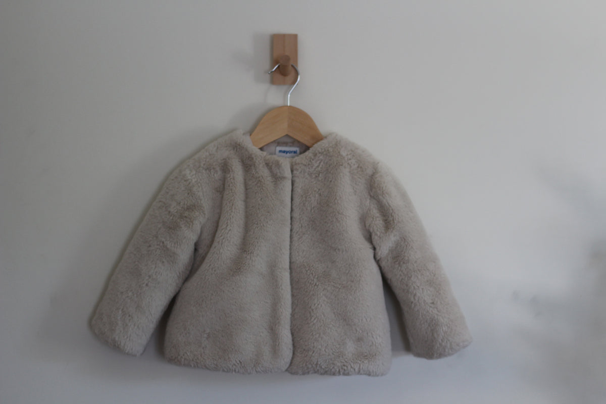 Mayoral Girls Faux Fur Jacket in Cream - size 3