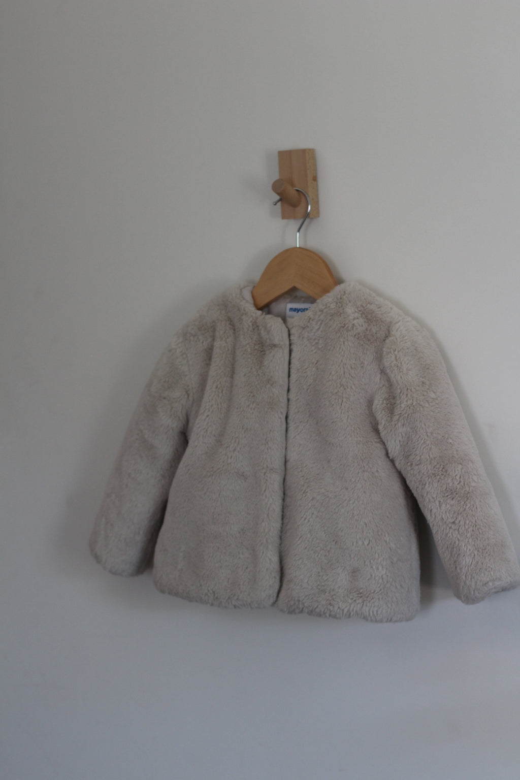 Mayoral Girls Faux Fur Jacket in Cream - size 3