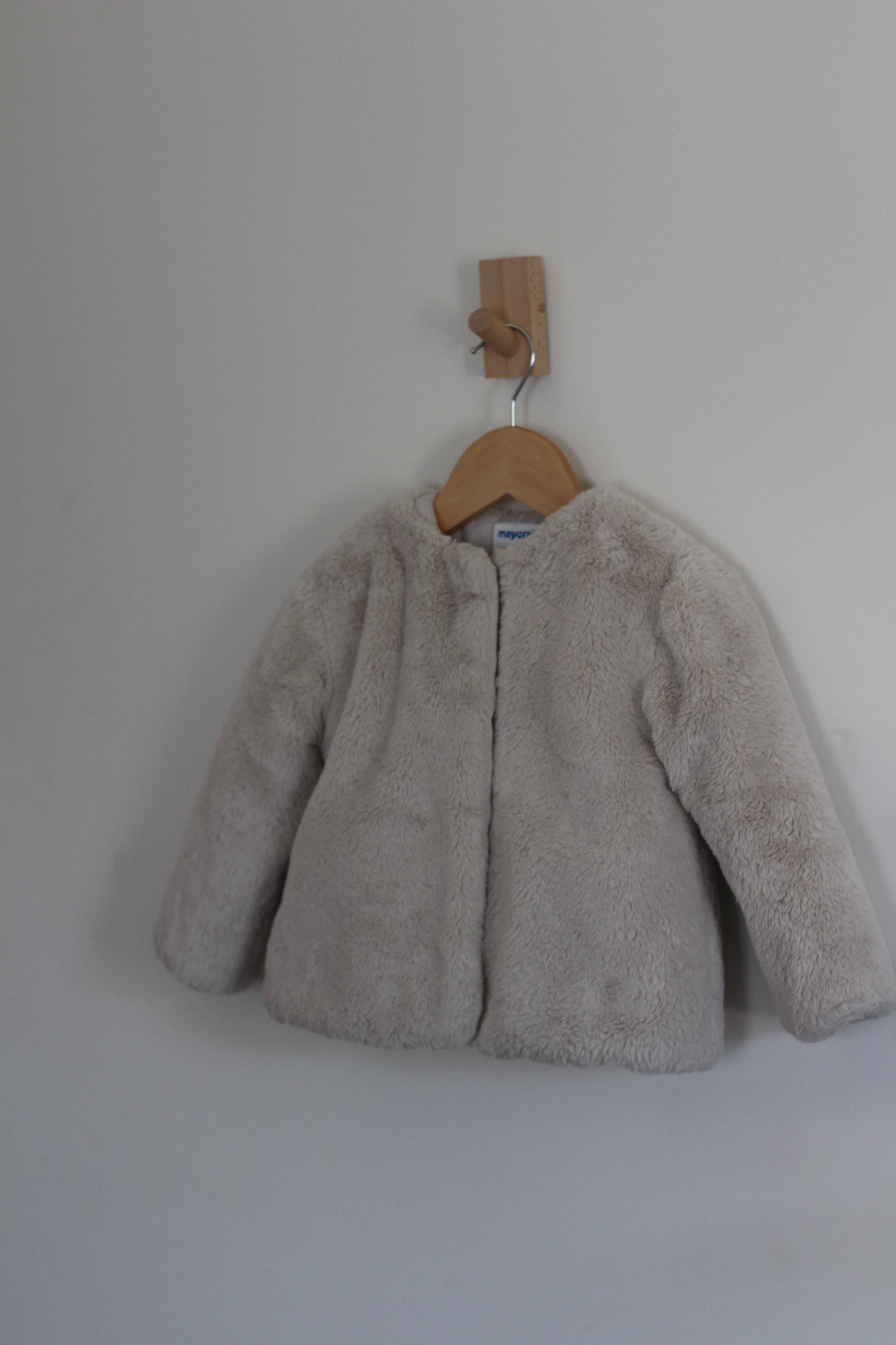 Mayoral Girls Faux Fur Jacket in Cream - size 3