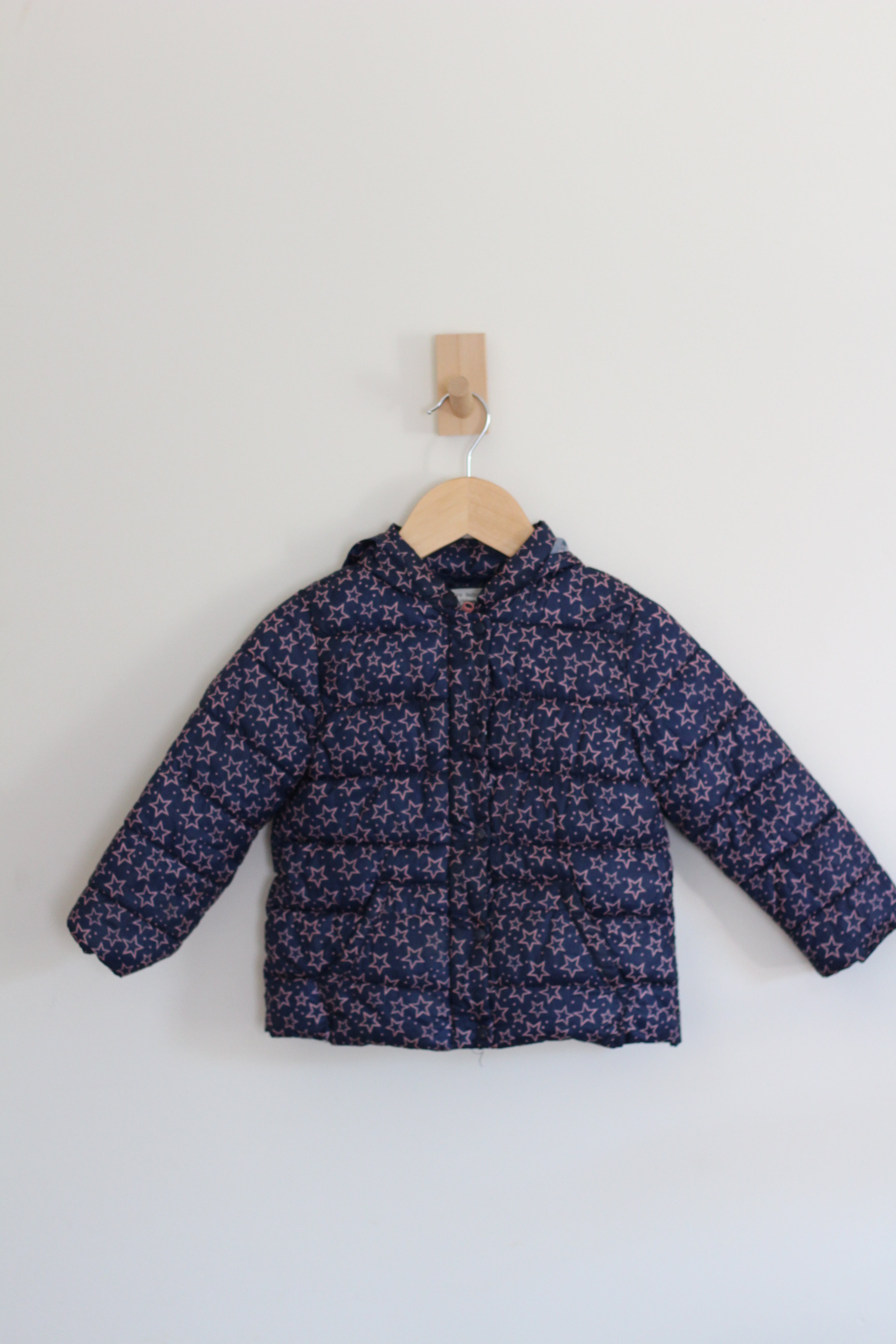 Zara Navy Blue Lightweight Jacket with Pink Stars - size 2-3T