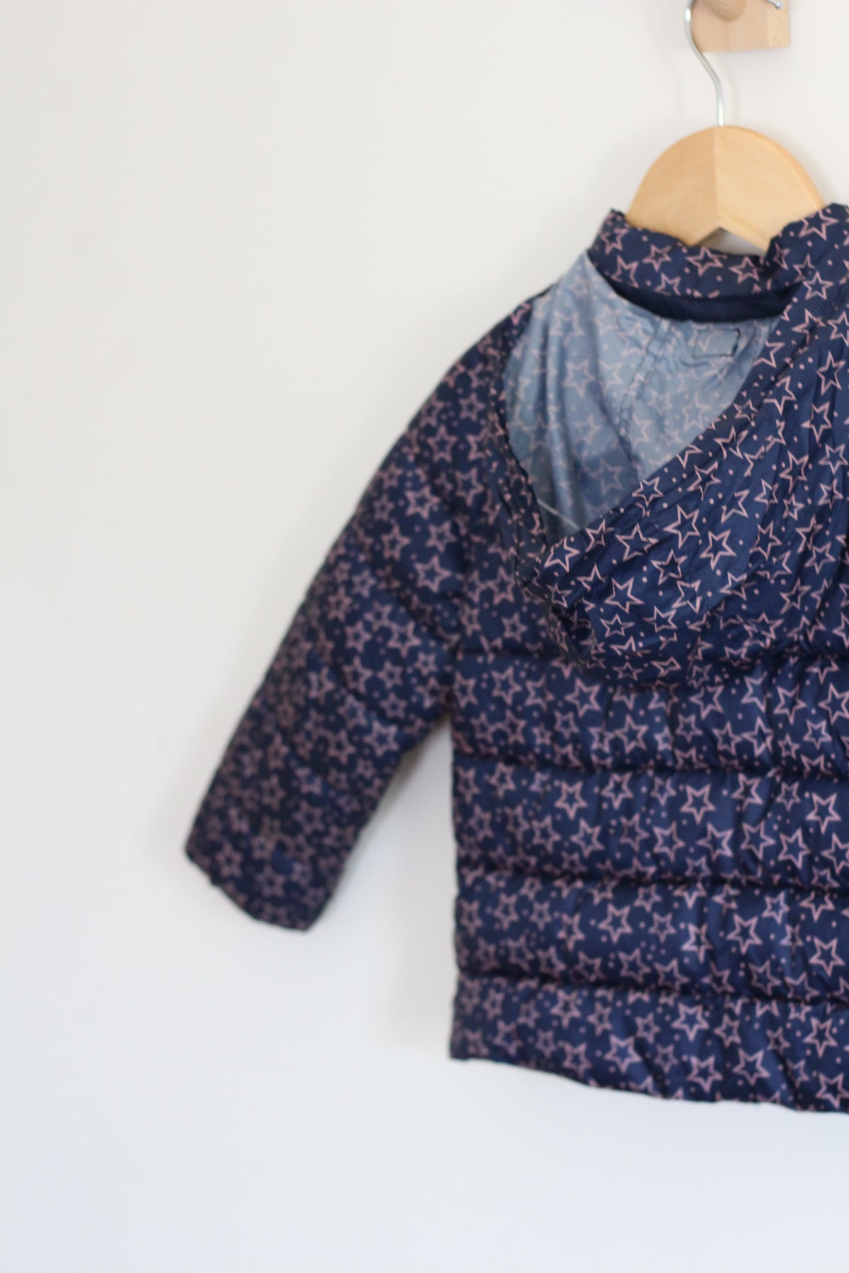Zara Navy Blue Lightweight Jacket with Pink Stars - size 2-3T