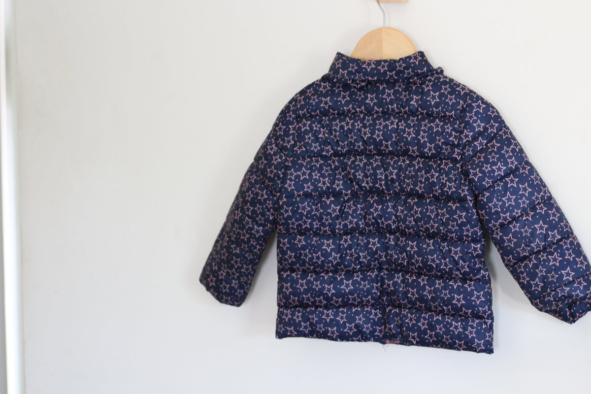 Zara Navy Blue Lightweight Jacket with Pink Stars - size 2-3T