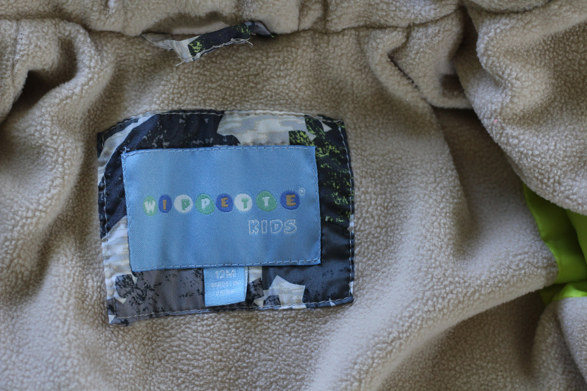 Wippette Kids Quilted Dinosaur Hooded Puffer Jacket - size 12 months