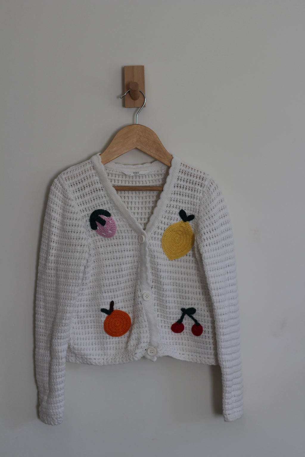 M&S Pure Cotton Fruit Knitted Cardigan - size 6 / 7