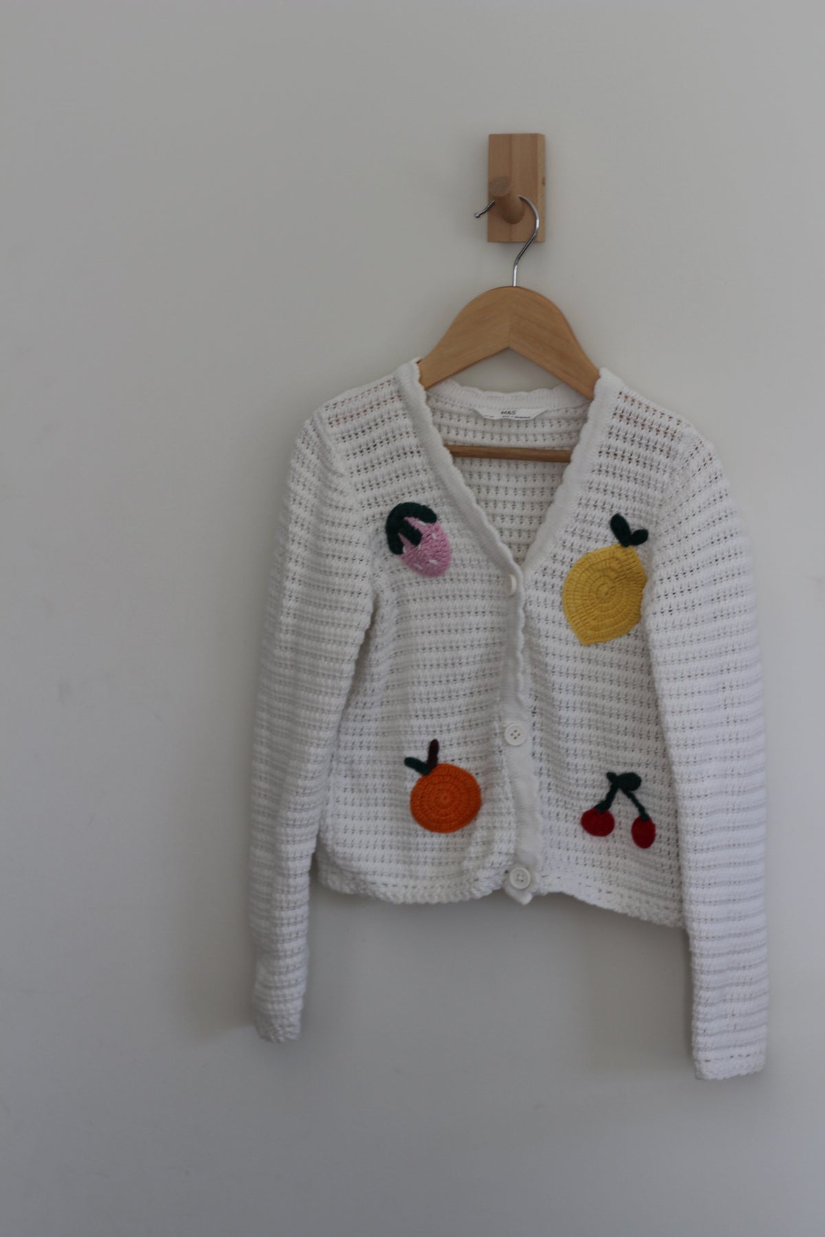M&S Pure Cotton Fruit Knitted Cardigan - size 6 / 7
