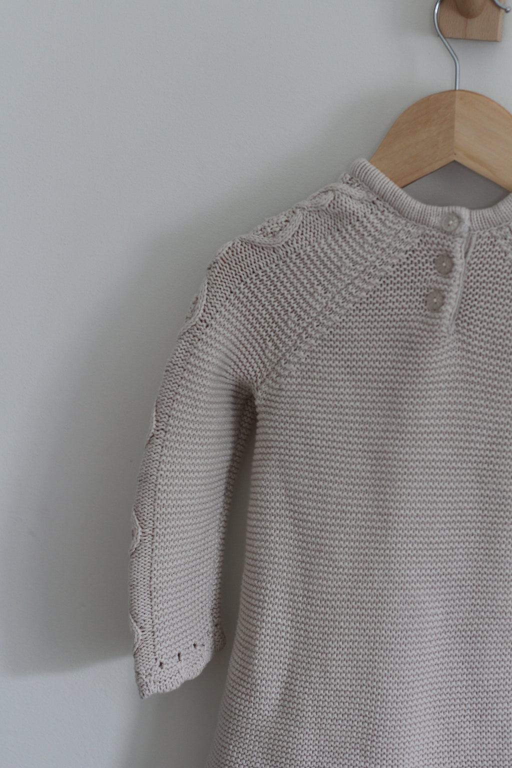 Cupcakes and Cashmere Girls Cable Knit Cream Girls Sweater Dress - size 24 months