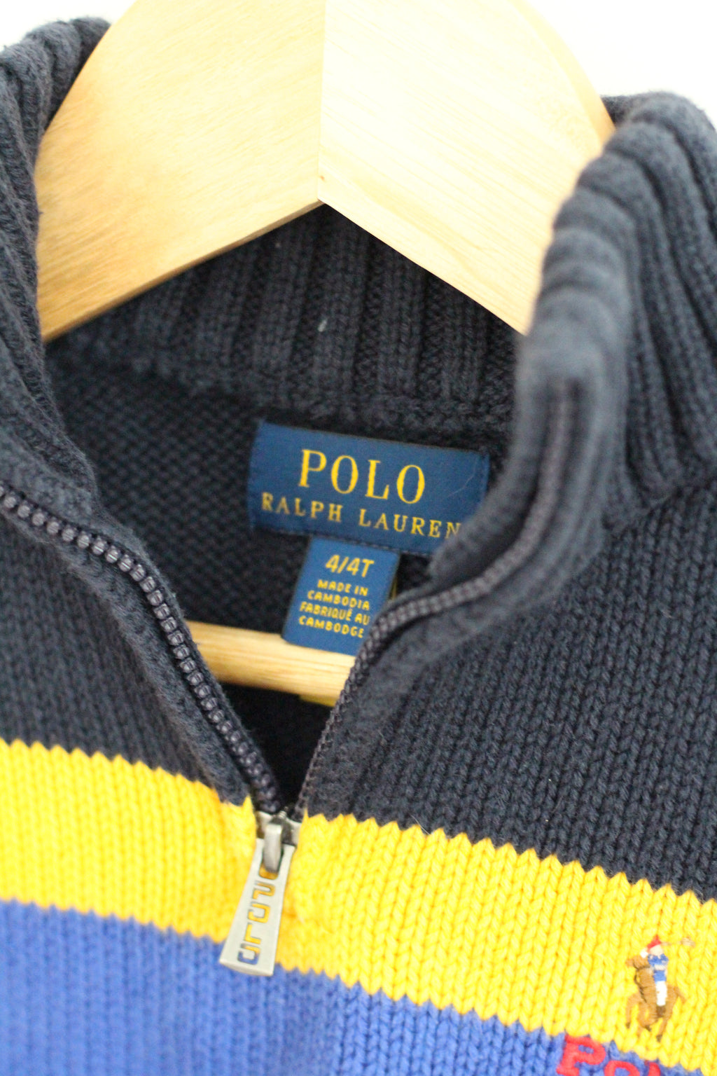 Polo Ralph Lauren Boys Color-Blocked Cotton Quarter-Zip Sweater - size 4T