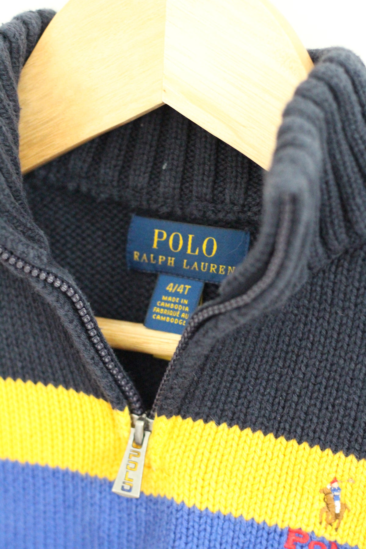 Polo Ralph Lauren Boys Color-Blocked Cotton Quarter-Zip Sweater - size 4T