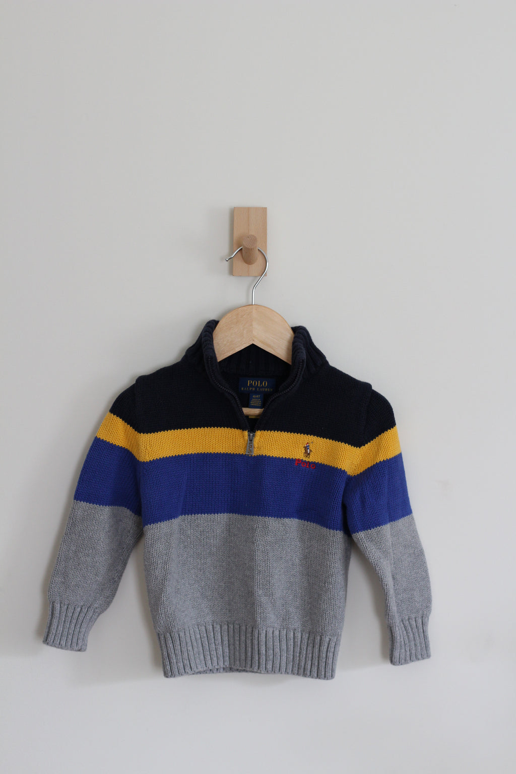 Polo Ralph Lauren Boys Color-Blocked Cotton Quarter-Zip Sweater - size 4T
