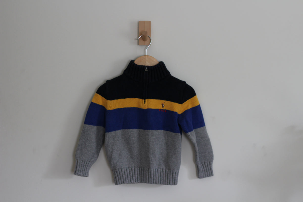 Polo Ralph Lauren Boys Color-Blocked Cotton Quarter-Zip Sweater - size 4T