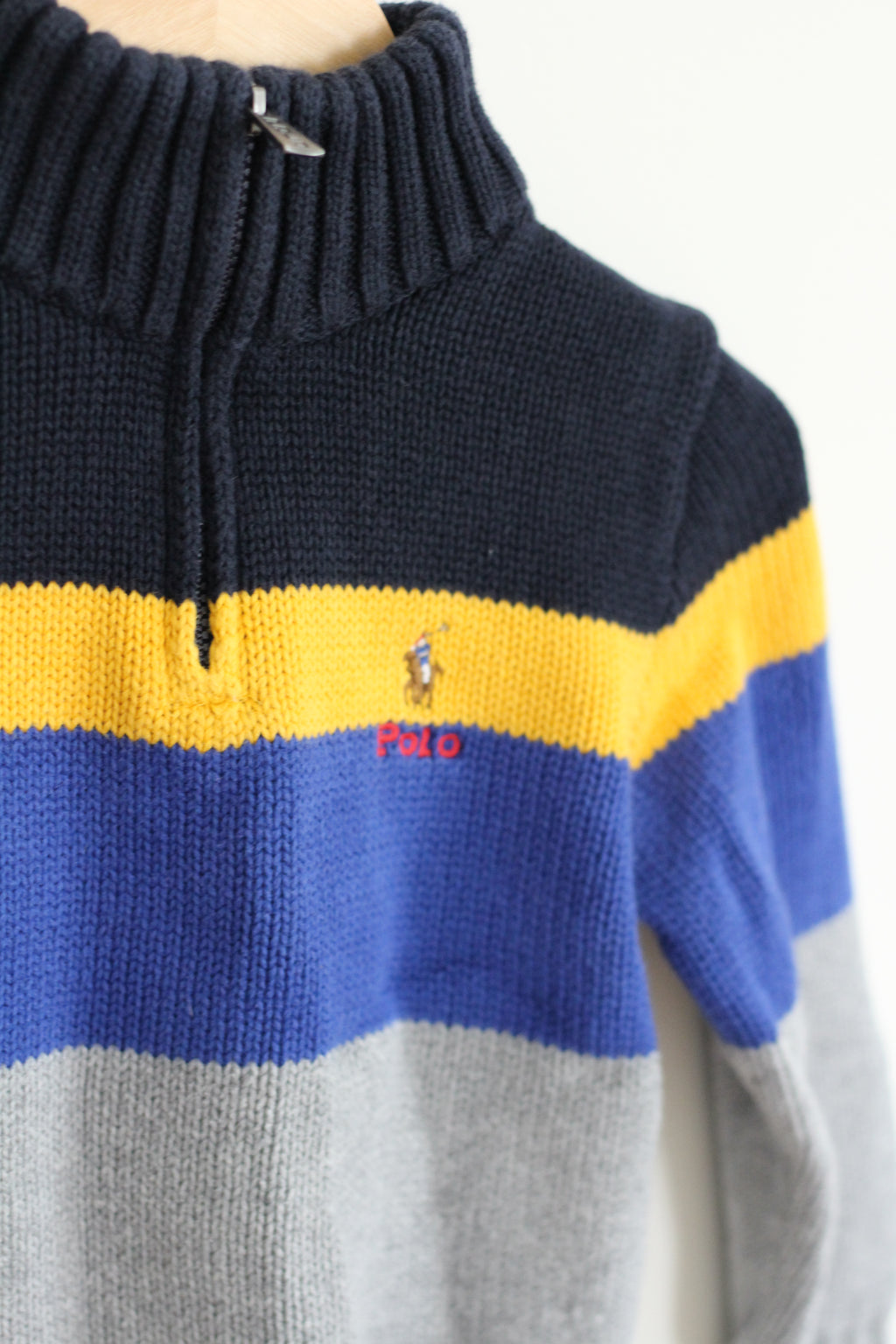 Polo Ralph Lauren Boys Color-Blocked Cotton Quarter-Zip Sweater - size 4T