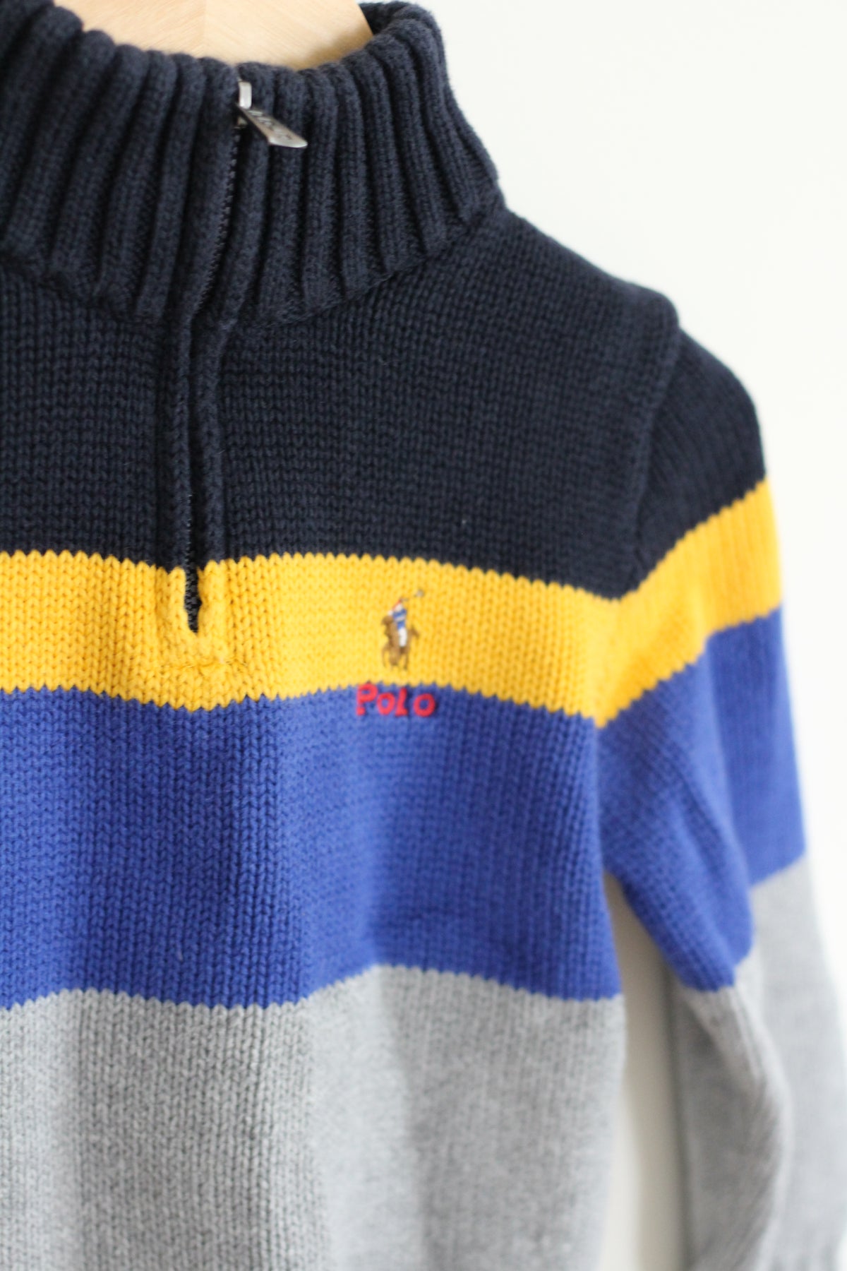 Polo Ralph Lauren Boys Color-Blocked Cotton Quarter-Zip Sweater - size 4T