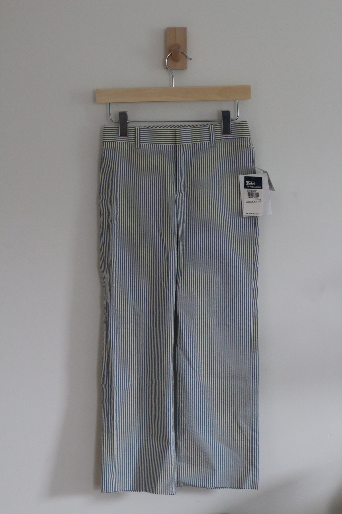 NWT Polo Ralph Lauren Boys Seersucker Pinstripe Dress Pants Blue Off-White - size 5