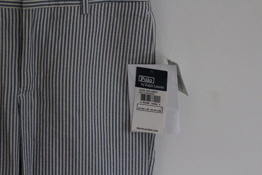 NWT Polo Ralph Lauren Boys Seersucker Pinstripe Dress Pants Blue Off-White - size 5