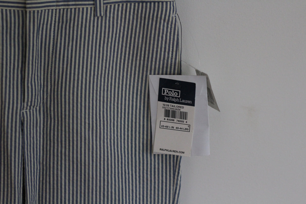 NWT Polo Ralph Lauren Boys Seersucker Pinstripe Dress Pants Blue Off-White - size 5