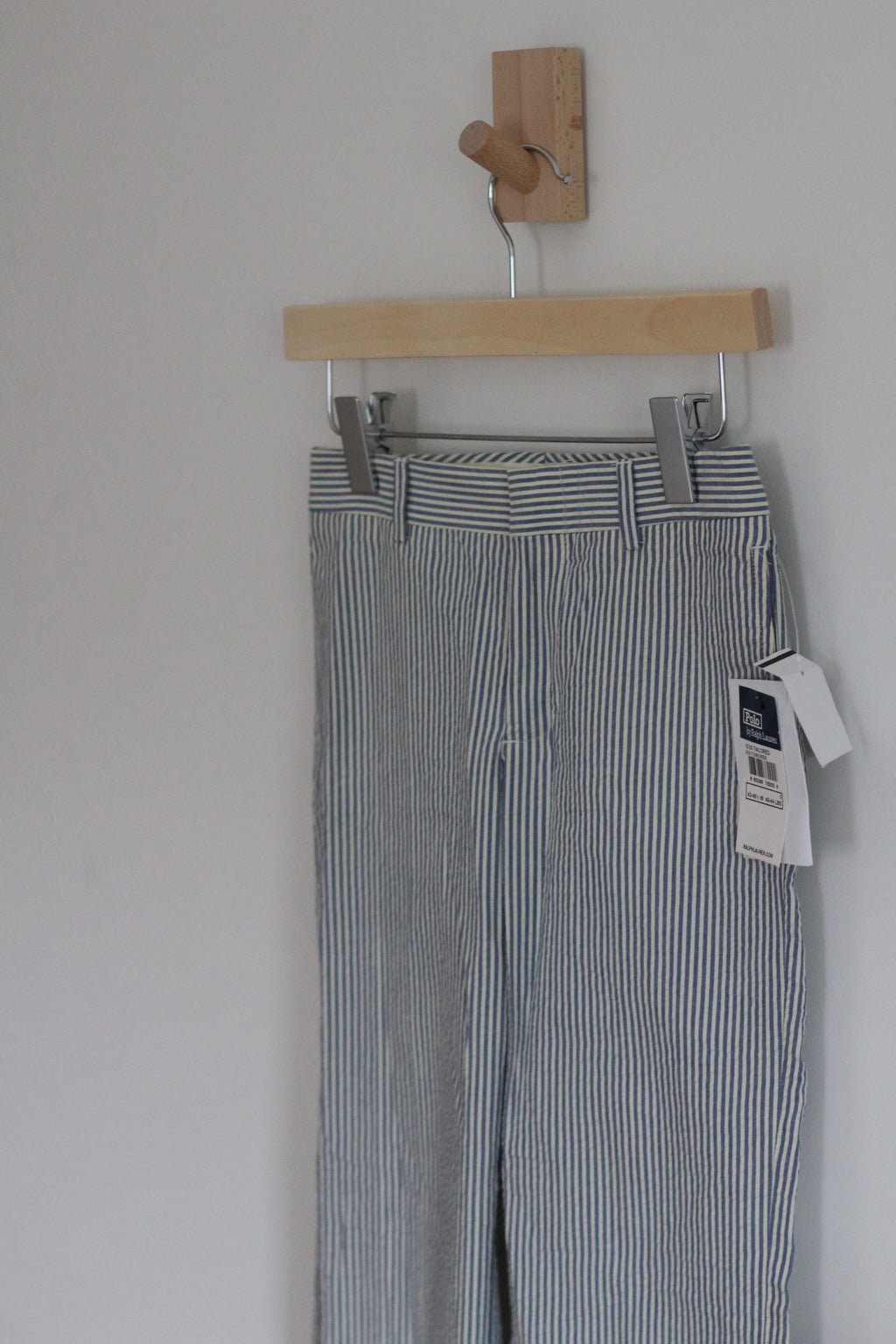 NWT Polo Ralph Lauren Boys Seersucker Pinstripe Dress Pants Blue Off-White - size 5