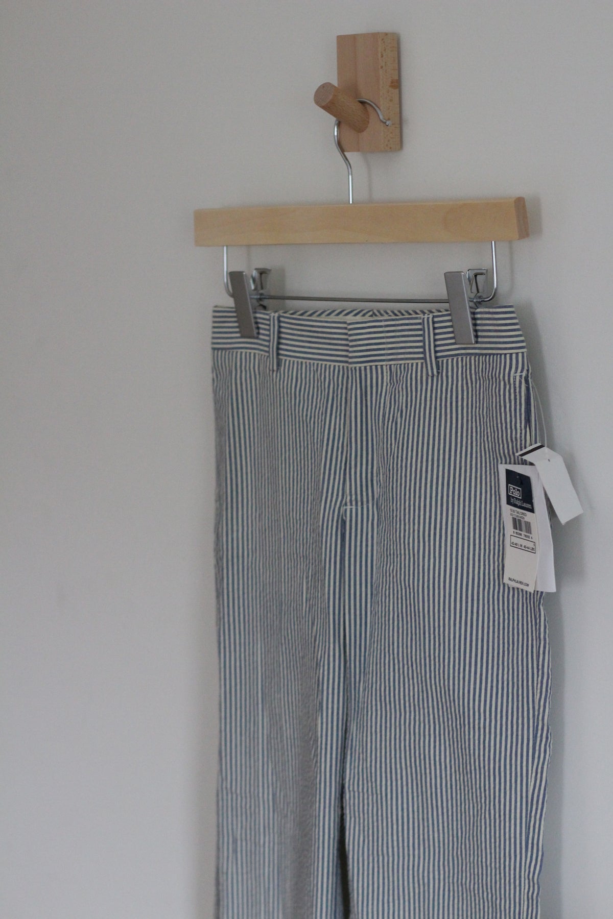 NWT Polo Ralph Lauren Boys Seersucker Pinstripe Dress Pants Blue Off-White - size 5
