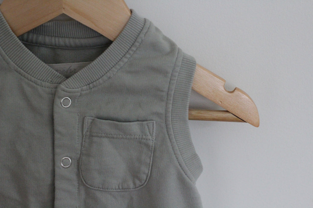 Pehr Organic Cotton Sage Green Terry Vest - size 12 - 24 months
