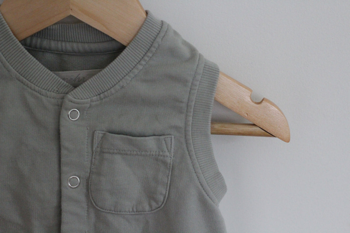 Pehr Organic Cotton Sage Green Terry Vest - size 12 - 24 months