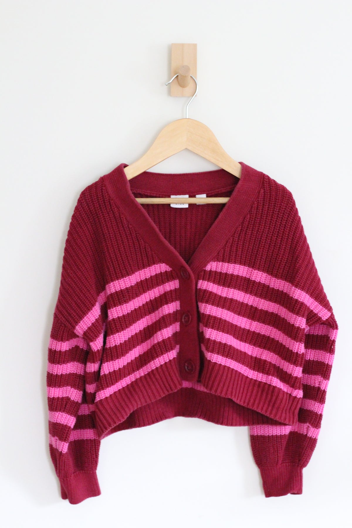 Gap Pink Shaker-Stitch Cardigan - size S or 6/7