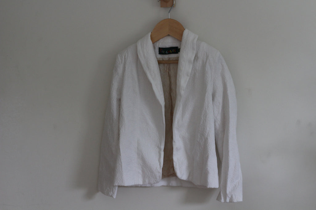 For Cuties White Textured Girls Blazer - size 6x/7
