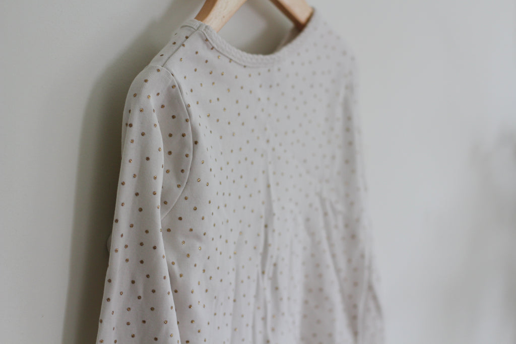 Hanna Andersson Pima Cotton White Long Sleeve Girls Shirt - size 120 - small - 6 / 7