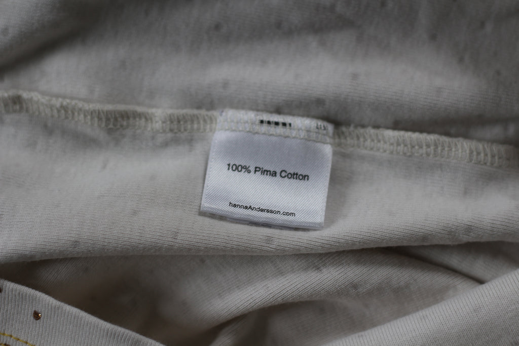 Hanna Andersson Pima Cotton White Long Sleeve Girls Shirt - size 120 - small - 6 / 7