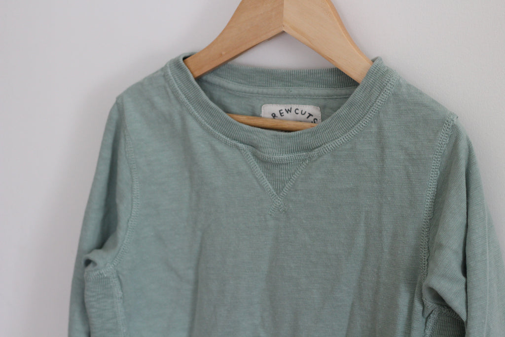 Crewcuts Long Sleeve Slub Cotton Sage Green Sweatshirt - size 6 / 7