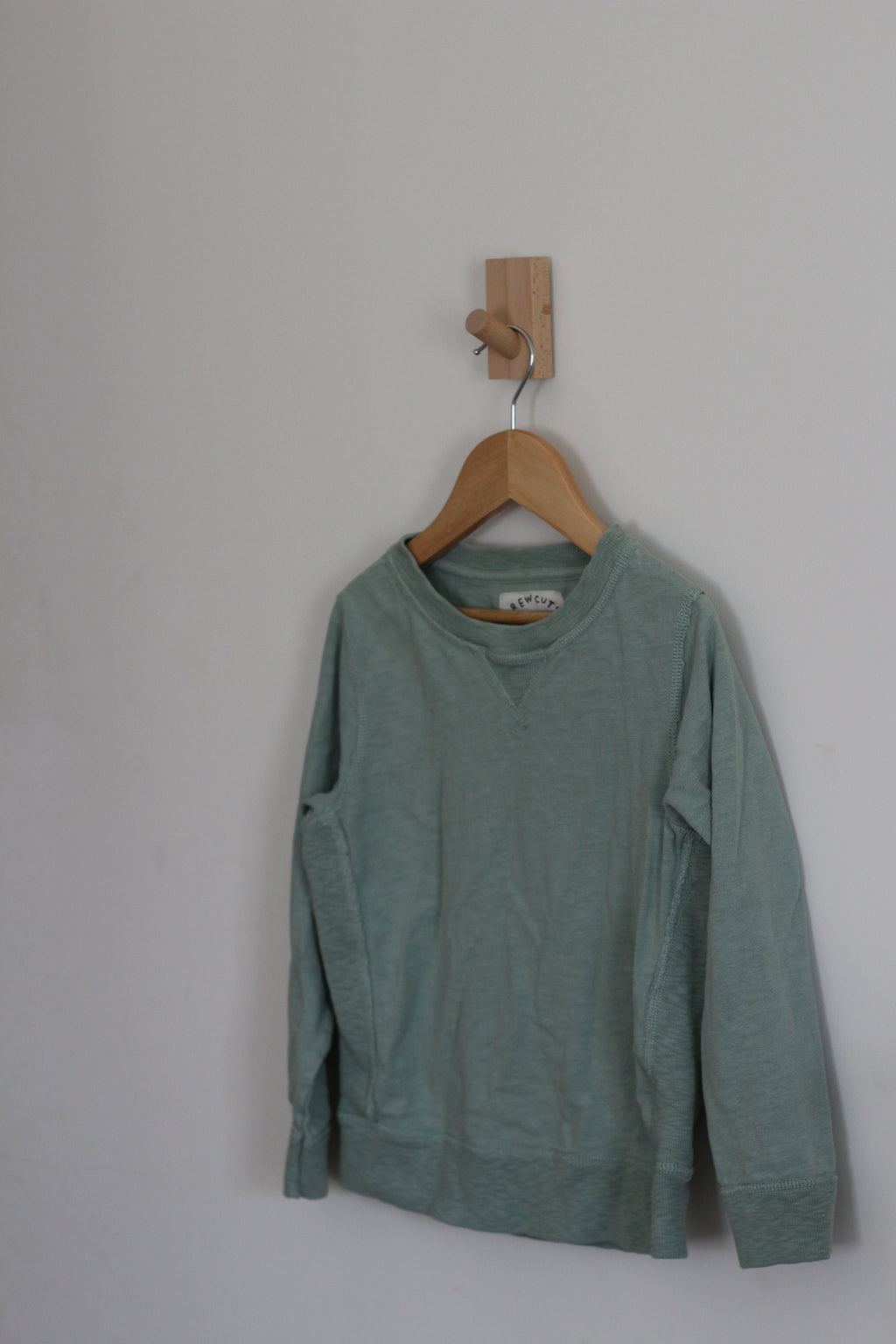 Crewcuts Long Sleeve Slub Cotton Sage Green Sweatshirt - size 6 / 7
