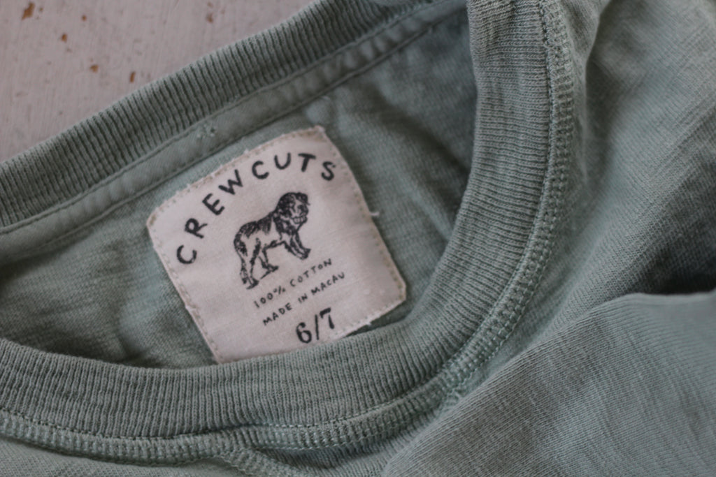Crewcuts Long Sleeve Slub Cotton Sage Green Sweatshirt - size 6 / 7