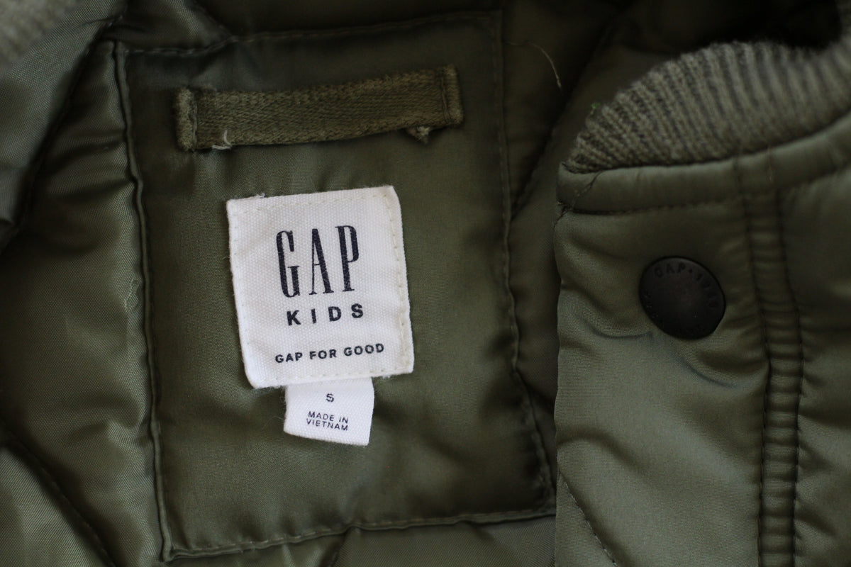 Gap Kids Olive Green Diamond Quilted Bomber Jacket - size small or 6 / 7