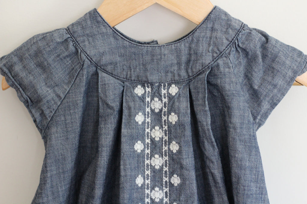 Tucker + Tate Denim Dress with White Embroidery - size 3