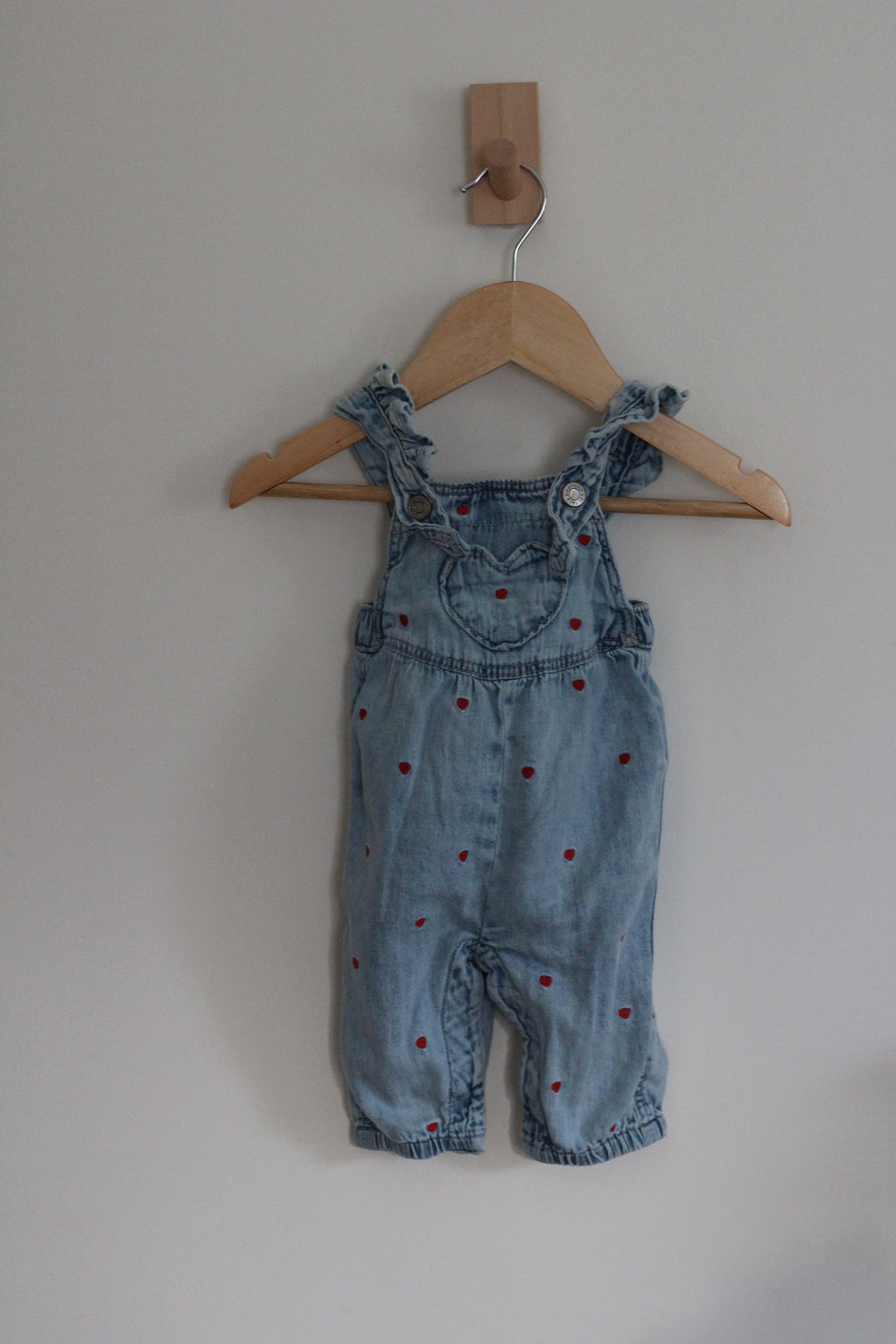Baby Gap Denim Heart Overalls - size 0-3 months