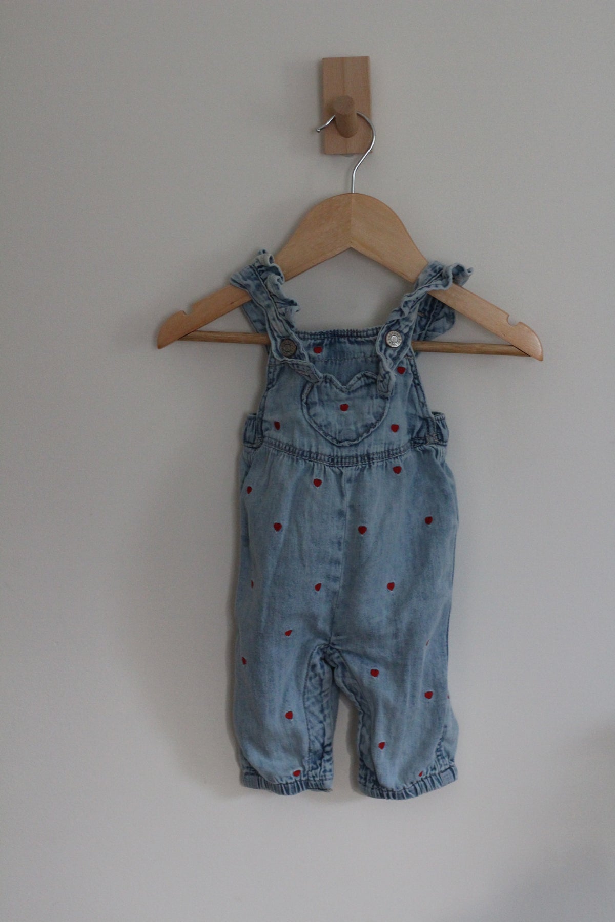 Baby Gap Denim Heart Overalls - size 0-3 months