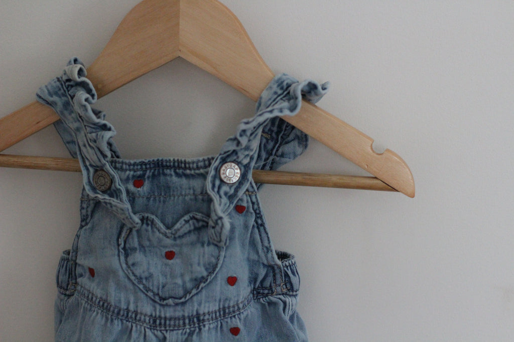 Baby Gap Denim Heart Overalls - size 0-3 months