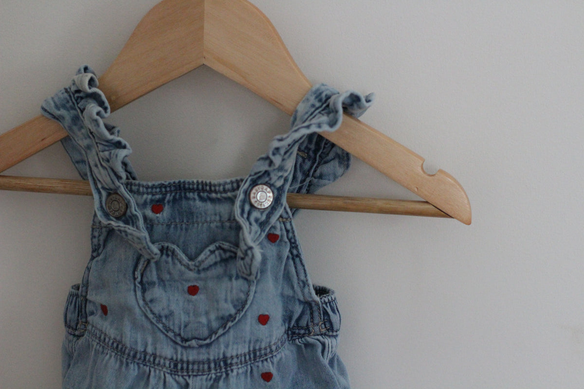 Baby Gap Denim Heart Overalls - size 0-3 months